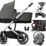 CYBEX BALIOS S LUX SILVER FRAME GŁĘBOKO SPACEROWY+ FOTELIK 0-13 KG ATON M I-SIZE + BAZA BASE M I-SIZE SOHO GREY