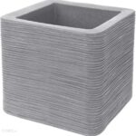 Donica Ribbed Szara Kwadrat 30X30X27cm