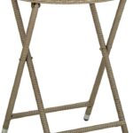 Lumarko Stolik Herbaciany Beżowy 60cm Rattan Pe I Szkło Hartowane