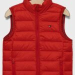 Tommy Hilfiger bezrękawnik puchowy dziecięcy kolor czerwony