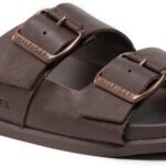 Tommy Hilfiger Klapki Elevated Leather Buckle Sandal FM0FM04085 Brązowy