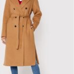 Tommy Hilfiger Płaszcz wełniany Blend WW0WW35126 Beżowy Relaxed Fit