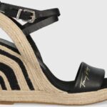 Tommy Hilfiger sandały skórzane damskie kolor czarny na koturnie