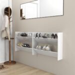 Vidaxl Półki Ścienne Na Buty 2 Szt Białe Z Połyskiem 80X18X60Cm 806754