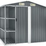 Vidaxl Szopa Ogrodowa Z Regałem Szara 205X130X183 Cm Żelazna (47103)